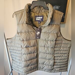 NWT Lands End Womens 600 Fill Down Puffer Vest Hyper Dry Size 3X 24W-26W Green